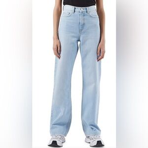 DRDENIM SZ 24 Echo Tall Super Light Indigo Blue Raw Hem Sky High Rise  Jeans NEW